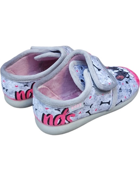ZAPATILLA DE VELCRO GATITA Y PERRITO